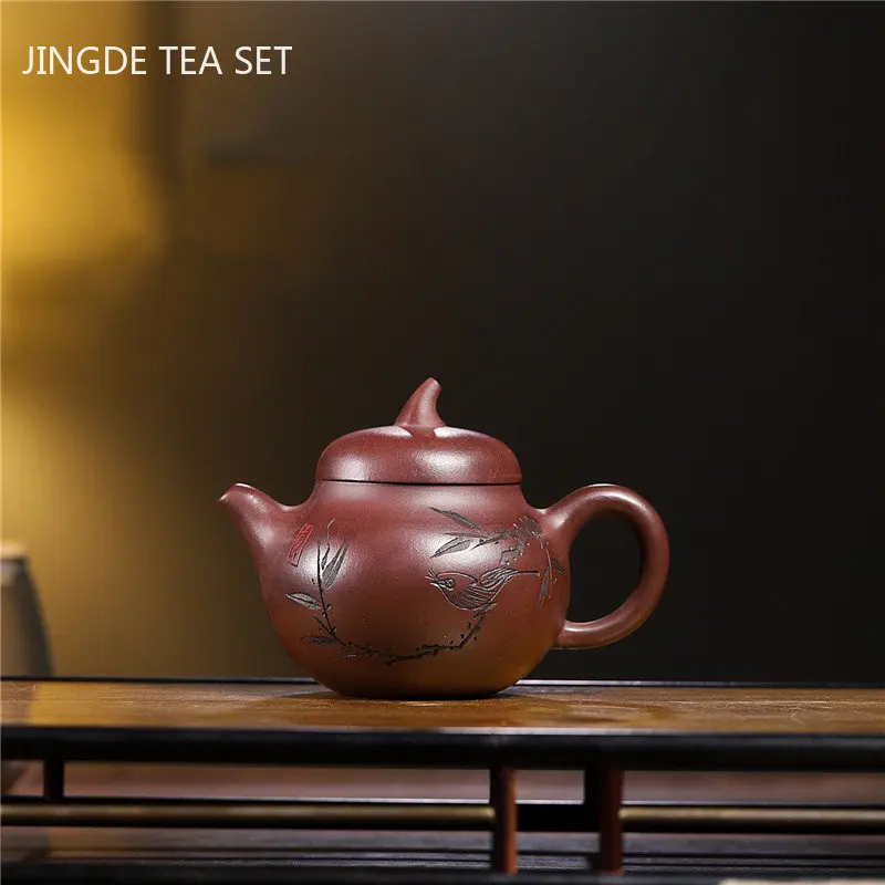 

Ore Set Raw Zisha Tea Clay Teapots Household Beauty Customized Yixing Kettle Tea 150ml Boutique Authentic Mud Purple Pot Zhu