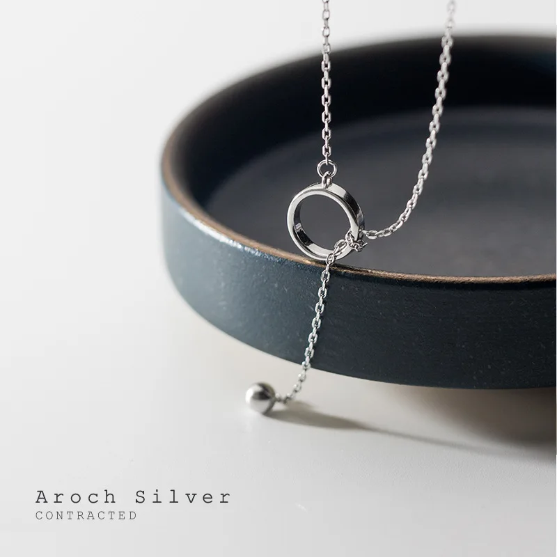 

Silver Simple Design Ring Necklace Female Korean Style Fresh Light BeadYWord Choker