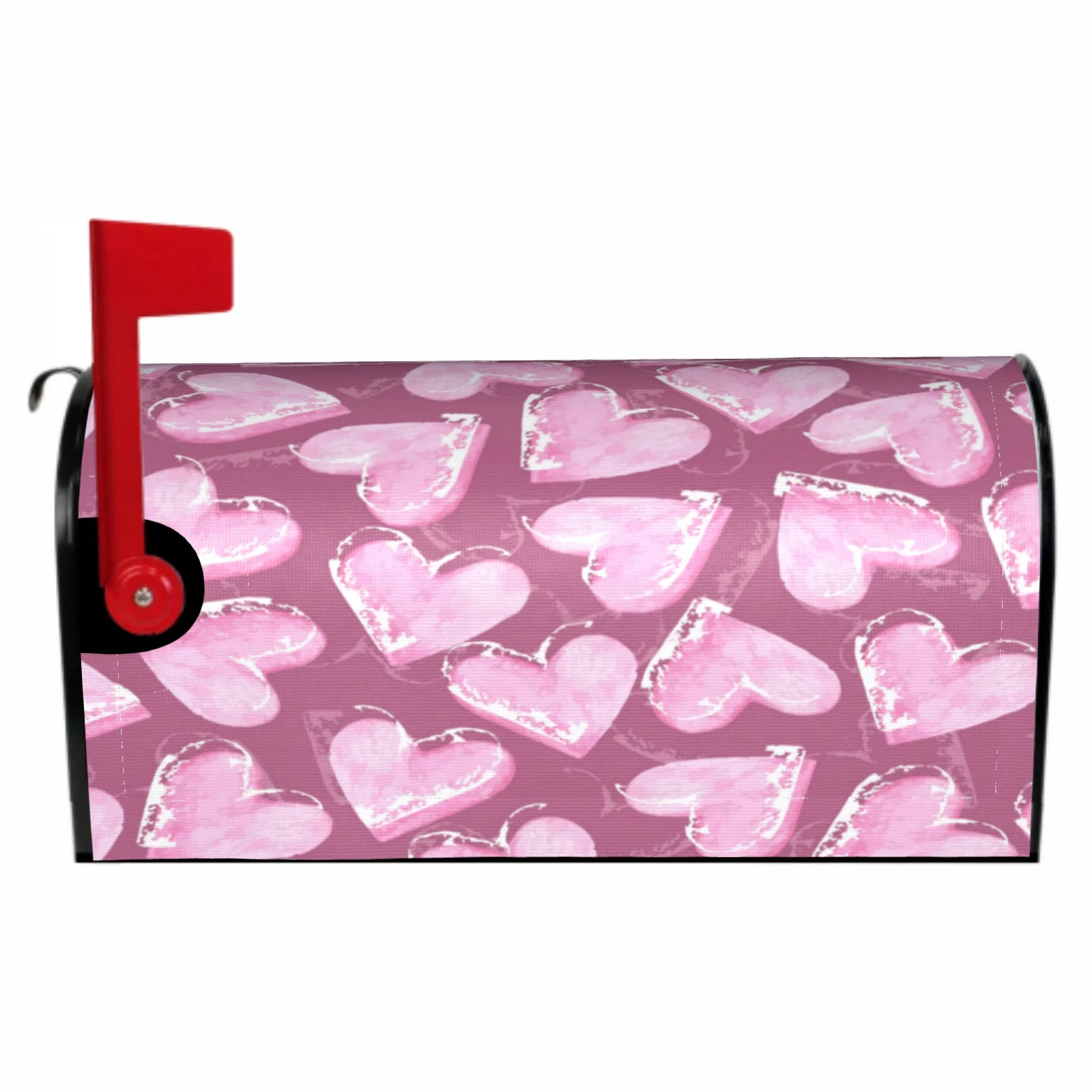 

Pink Frozen Heart Magnetic Mailbox Cover Standard Size Post Box Cover Wrap Decoration Garden Outdoor