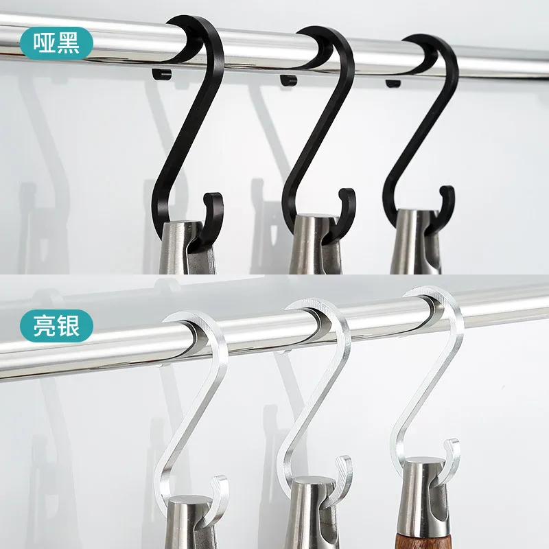 

2 Pcs Aluminium Alloy S Shape Hooks Practical Kitchen Railing Hanger Hook Clasp Holder Hooks For Hanging Clothes Handbag
