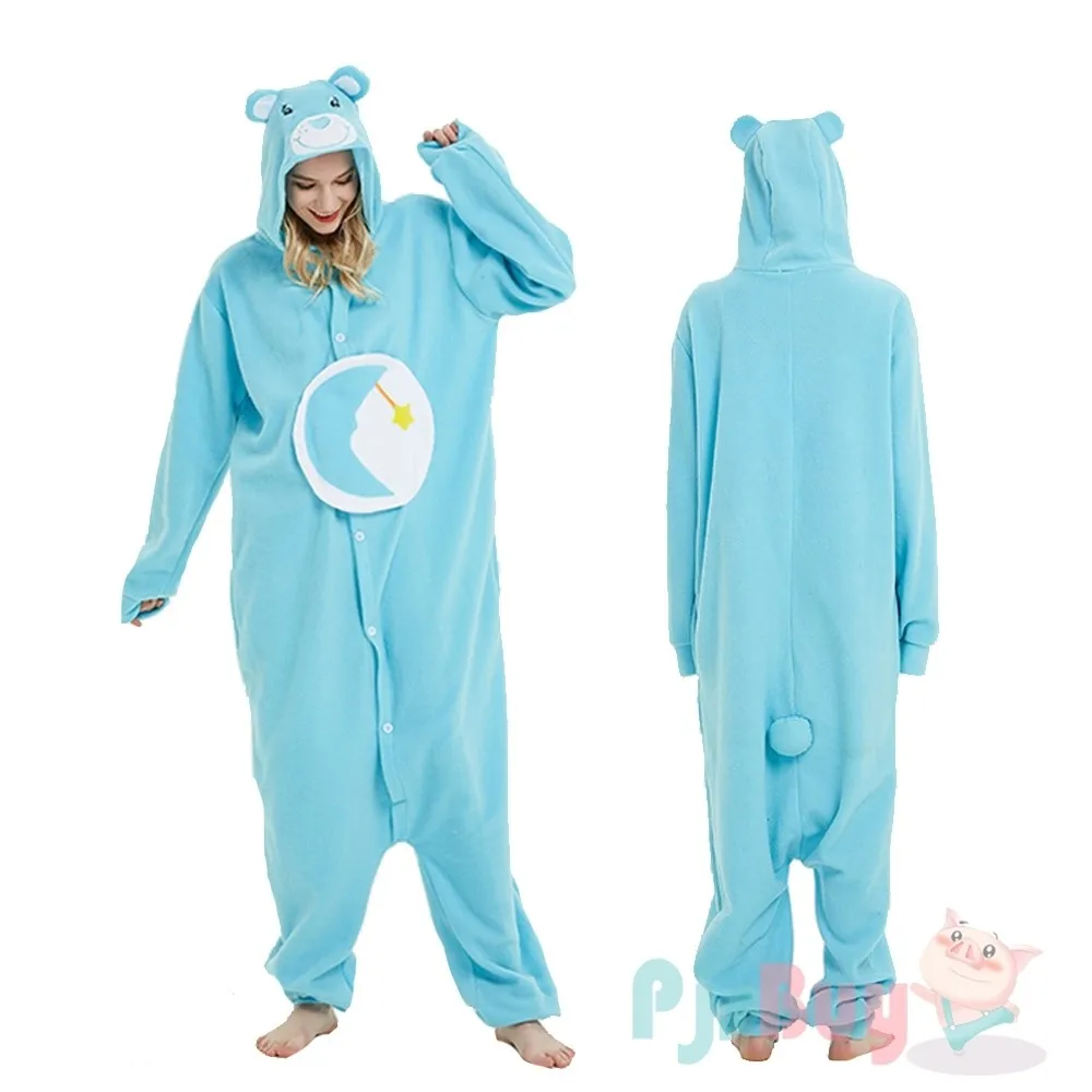 Animal Onesie Cartoon Bear Kigurumis Adult Women Men Pajama Sleep Overall Polar Fleece Cosplay Jumpsuit  Halloween Costumes