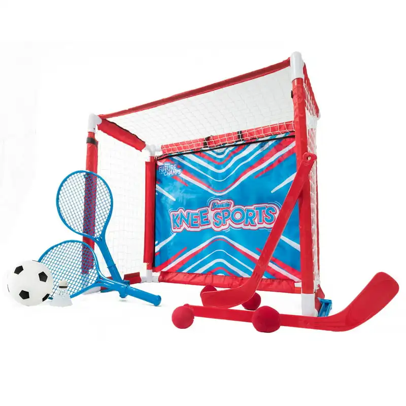

Mini Goal Knee Sport Combo Set - Knee Hockey, Shootout, Knee Volleyball, Knee Badminton, Soccer & Target Toss - 6-in-1 Goal Comb