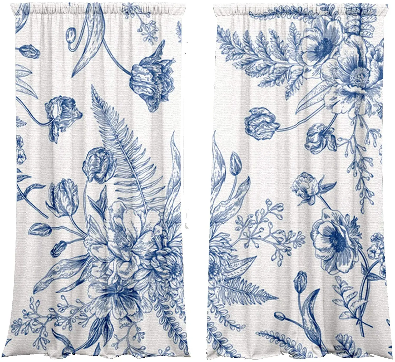 

Blue Flower Blackout Curtains 3D Print Window Curtains for Bedroom Living Room Decor Window Treatments