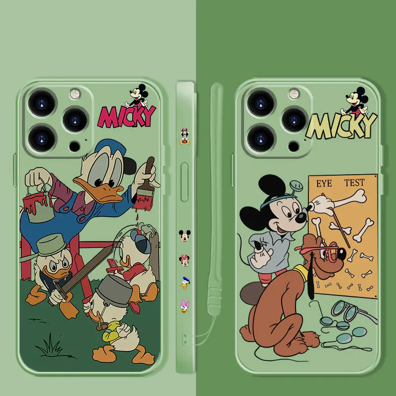 

Disney Mickey Donald Duck HD&L Square Liquid Phone Case For Apple iPhone 14 13 12 11 Pro Max 13 12 Mini XS XR X 7 8 6 6S Plus
