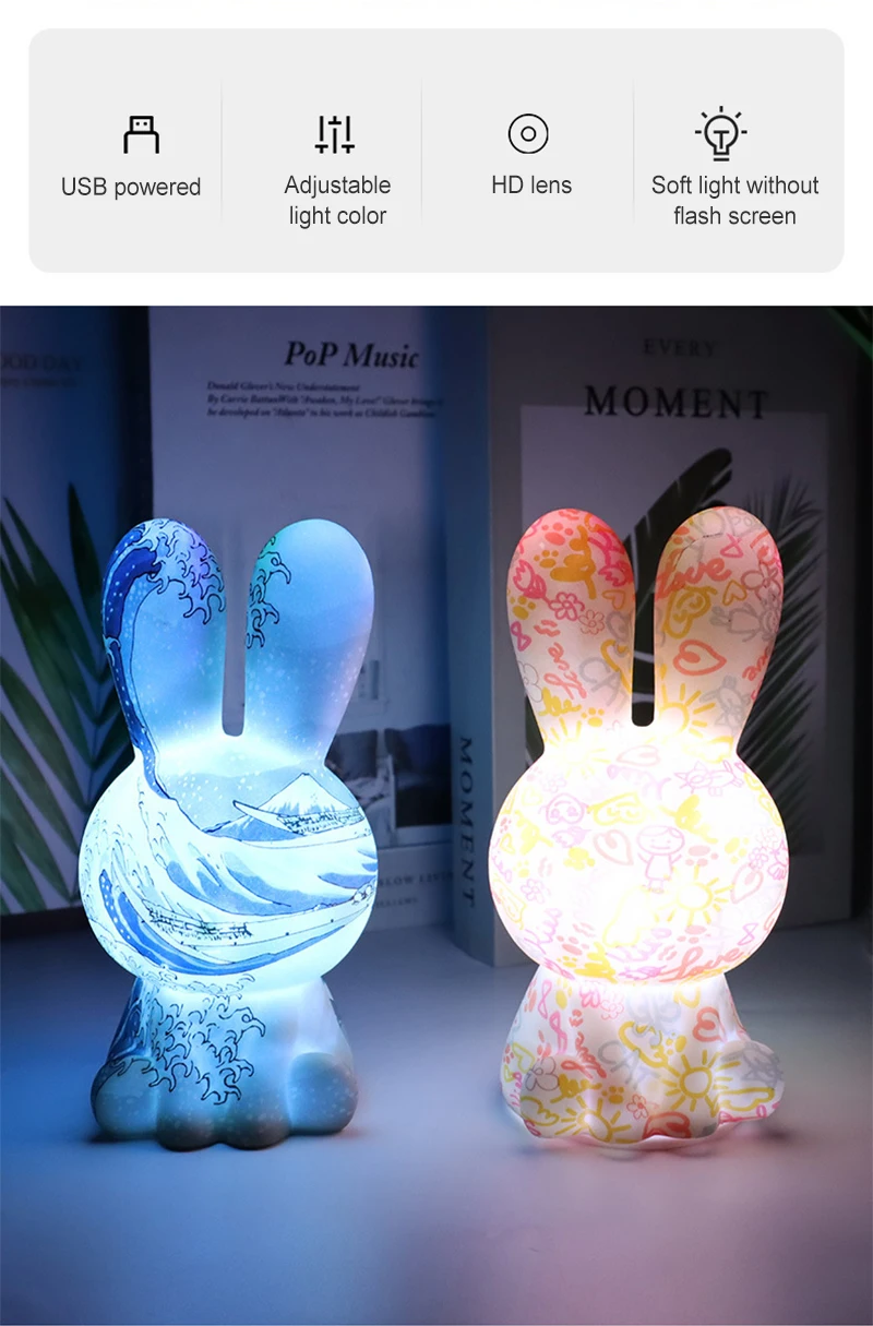 

Sleeping Touch Patting Lamp For Kids Gift Led Lamp Cartoon Rabbit Shape Led Night Light For Home Remote Control Atmosphere Lamp