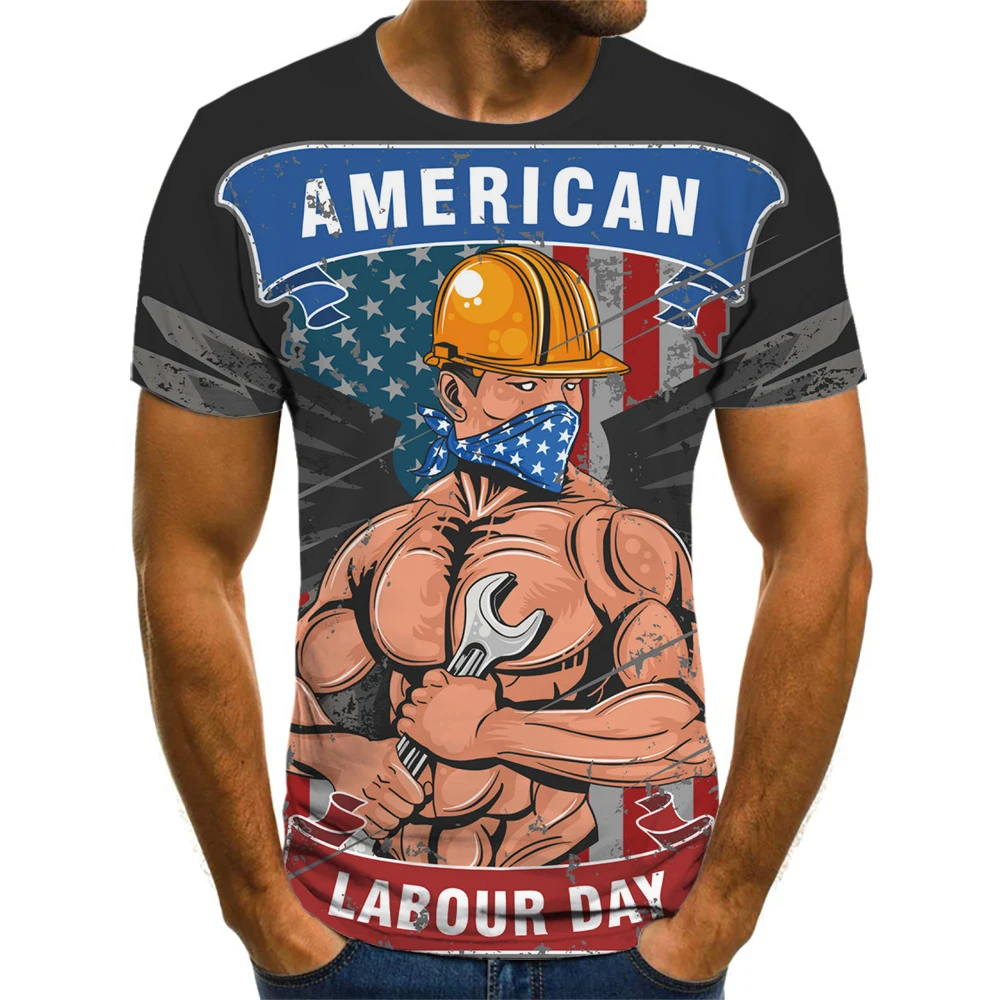 

Summer Cozy Labor Day Worker Graphic T Shirts For Men Clothing Camisetas Tops Tee Fashion Streetwear Verano Roupas Koszulki
