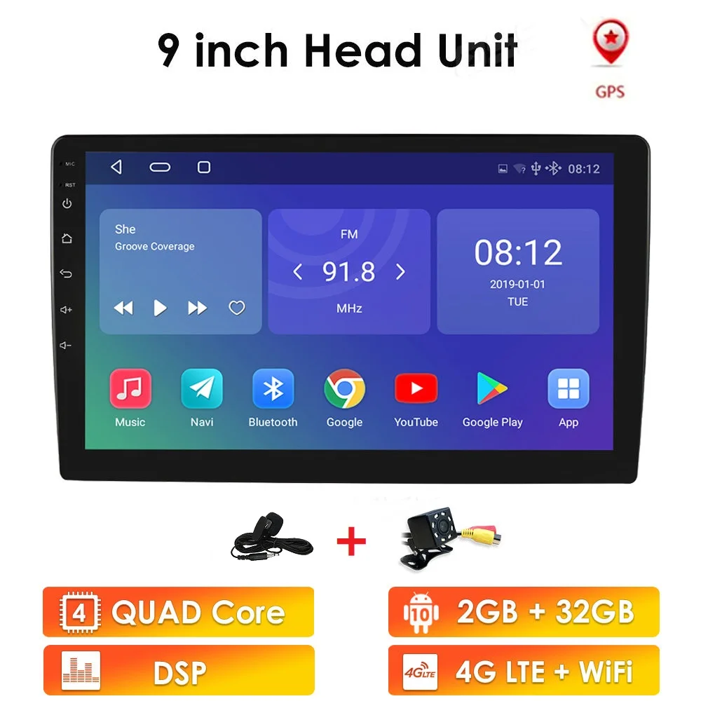 

Ossuret Car Stereo 2DIN 9''2G +16G for Android 9.0 bluetooth WIFI GPS Nav Quad Core Radio Video MP5 Player Car Multimedia Player