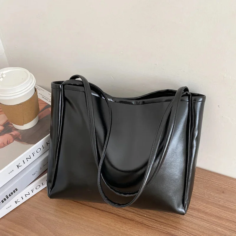 

Women Handbags Fashion Big Capacity PU Leather Tote Bags Retro Designer Double Strap Shoulder Bag Female Shopping bag