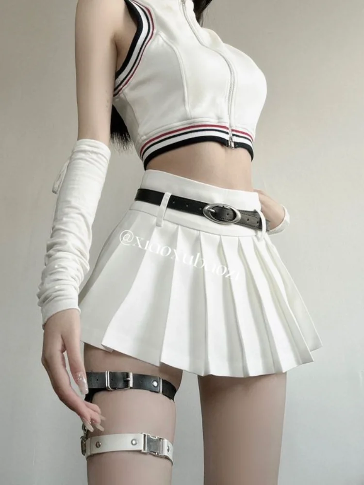 

Hikigawa, шикарные модные женские милые комплекты Y2k из 2 предметов, летний укороченный топ без рукавов и с завышенной талией в стиле преппи, женс...