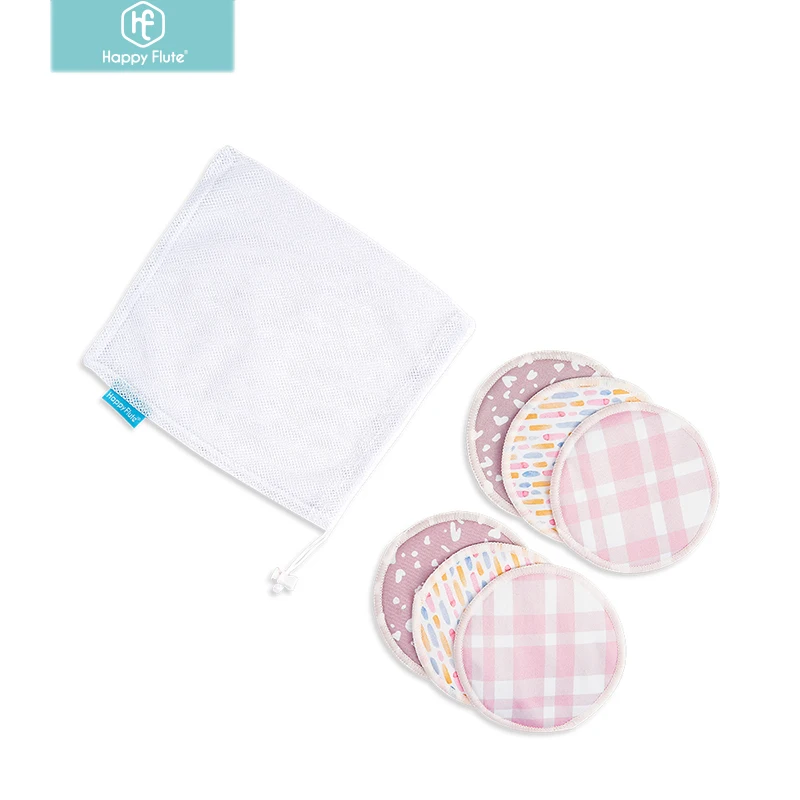 

HappyFlute 6pcs/Set Solid Organic Reusable Breast Pads Washable Super Absorbency Reusable Bamboo Nursing Pads With Laundry Bag
