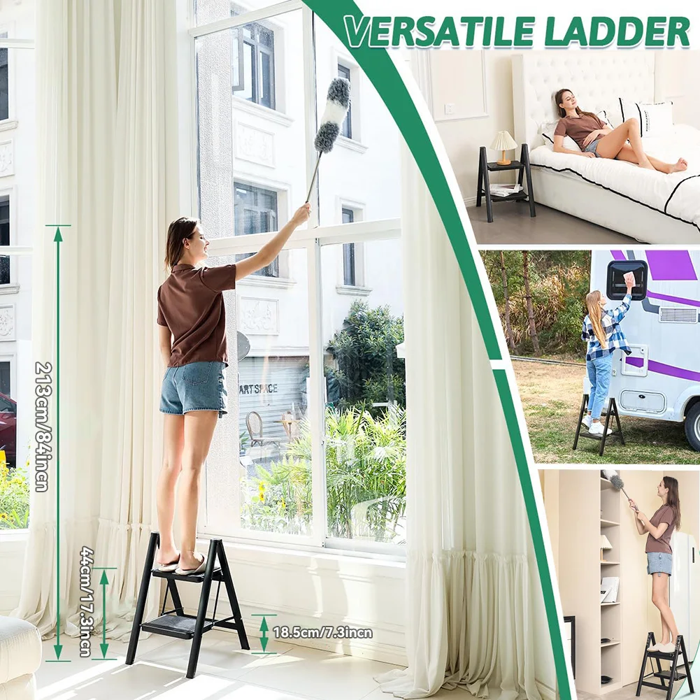 Фото Прочная складная стремянка-лестница - грузоподъемность 150 кг, нескользящая, для кухни/гардеробной, для взрослых и детей, компактная. №4