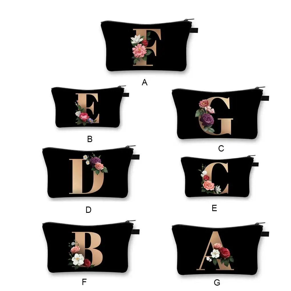 

Cosmetic Bag Letters Toiletry Makeup Case Zipper Closure Make-up Storage Organizer Portable Handbag Organizers Women