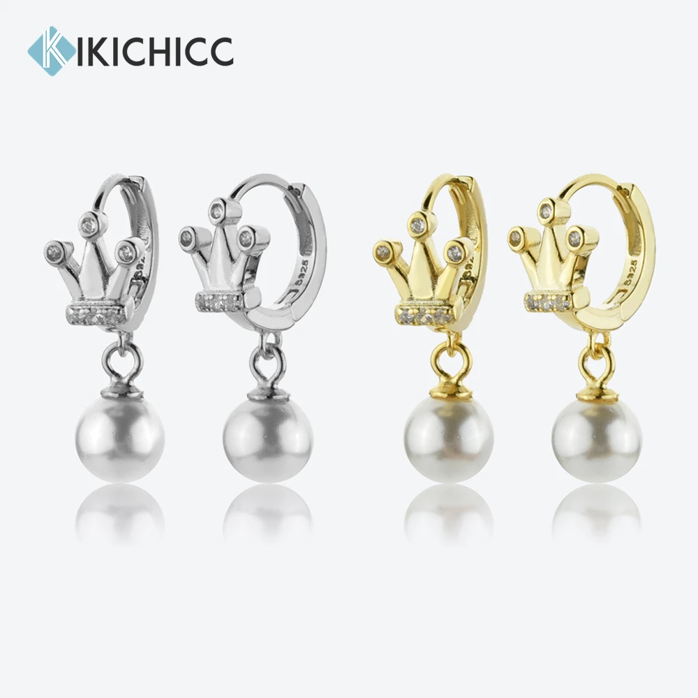 

KIKICHICC 100% 925 пробы Серебряная Золотая королева жемчужина бриллиант серьги для пирсинга женские роскошные ювелирные изделия в стиле рок панк