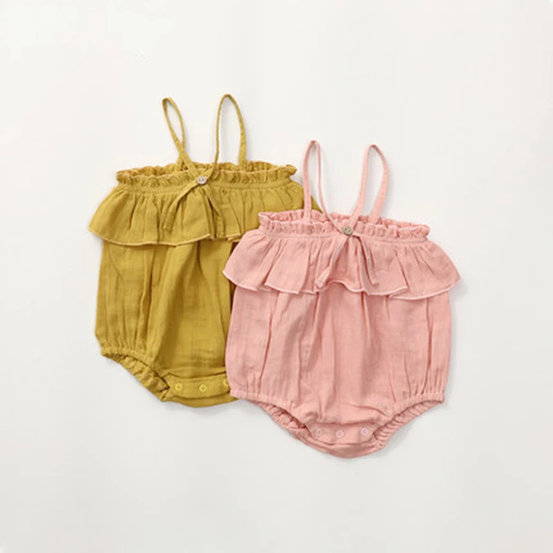 

2022 New Newborn Baby Jumpsuit Boys Baby Girls Jumpsuit Sleeveless Solid Color Jumpsuit Breathable Thin Cotton Baby Clothes