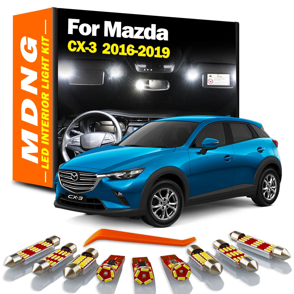 MDNG 10Pcs Canbus Auto Innen LED Licht Kit Für Mazda CX-3 CX3 2016 2017 2018 2019 Karte Lesen Dome trunk Kennzeichen Lampe