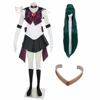 anime meiou setsuna sailor pluto super s cosplay costume dress gloves brooch bows socks headband for kids adults custom made