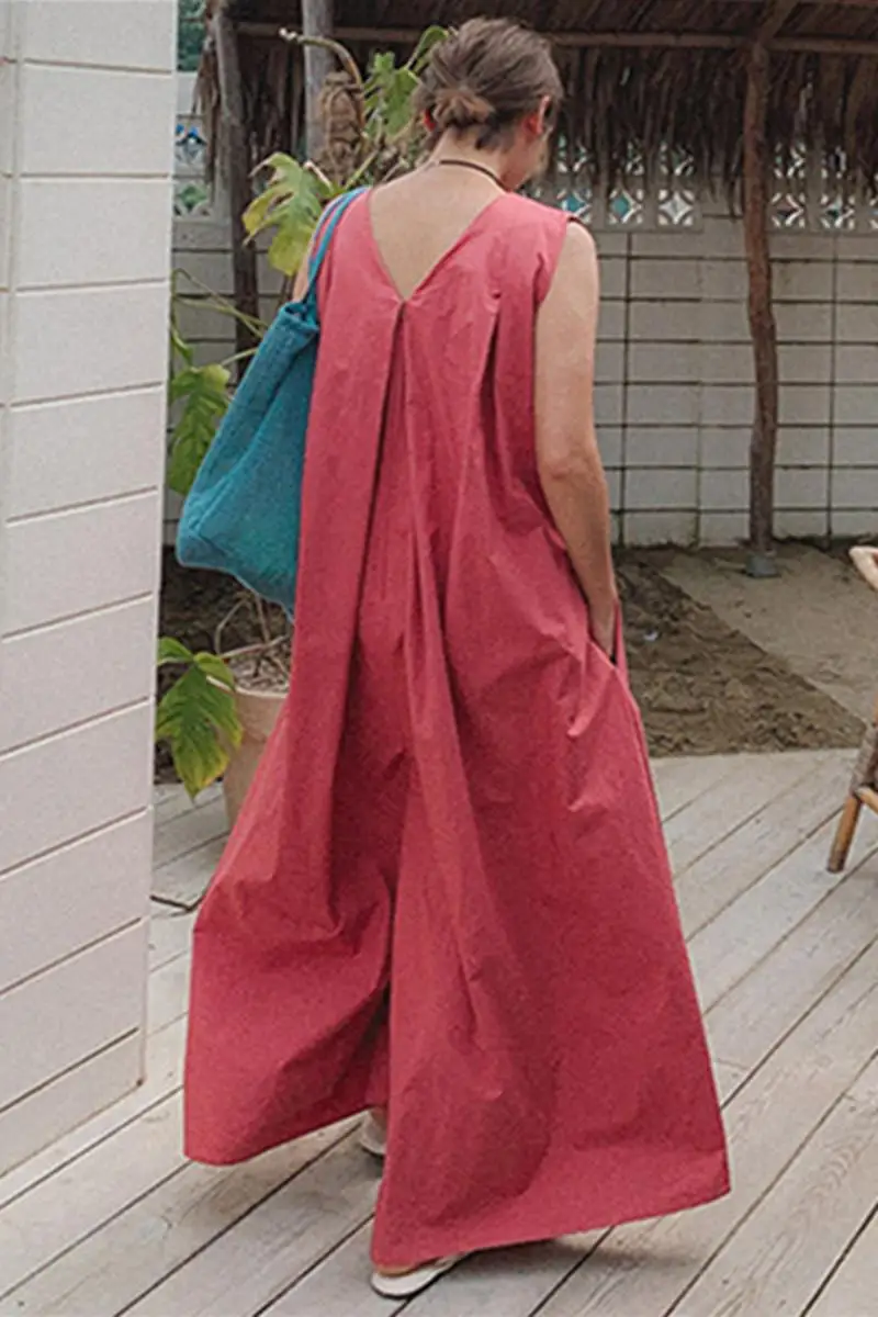 

SuperAen Sleeveless Jumpsuit Korean Style Long Strap Pants Wide Leg Loose Jumpsuits for Women