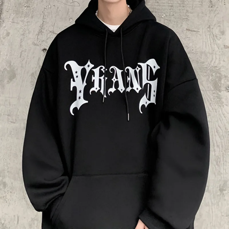 

Толстовка Hybskr мужская с капюшоном, Свитшот в стиле Харадзюку, с надписью и графическим принтом, оверсайз, базовая одежда в Корейском стиле, весна