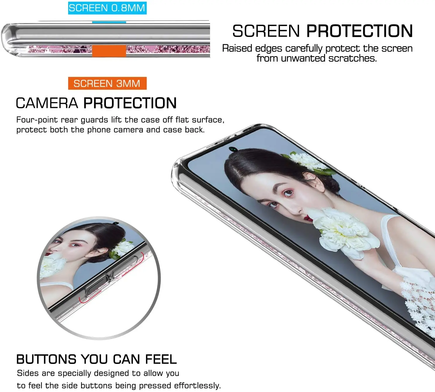 Чехол для Huawei P Smart 2021 Y7a силикон прозрачный с блестками