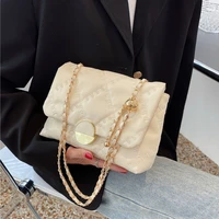 casual texture bag 2022 spring and autumn new fashion lingge chain womens bag foreign style simple one shoulder crossbody bag