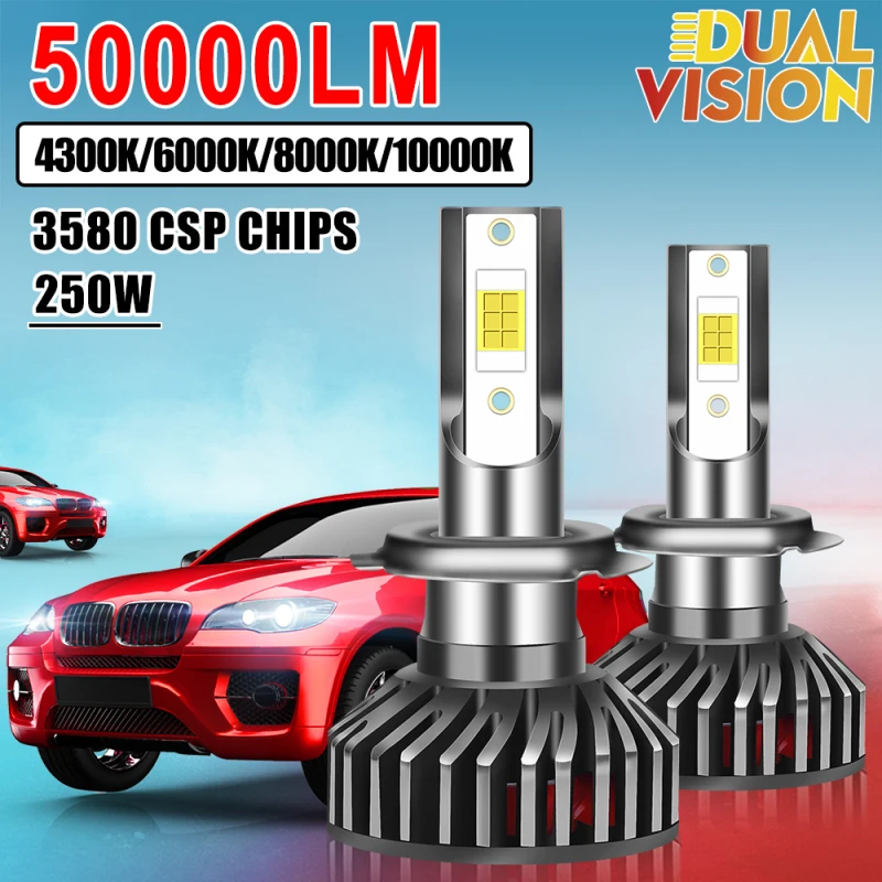 

H7 Led H11 H1 H4 Canbus Led Headlight 50000LM Lamp 250W 9005 9006 HB3 HB4 H8 H9 Headbulb 4300K 6000K 8000K PTF Auto Fog Lamp 12V