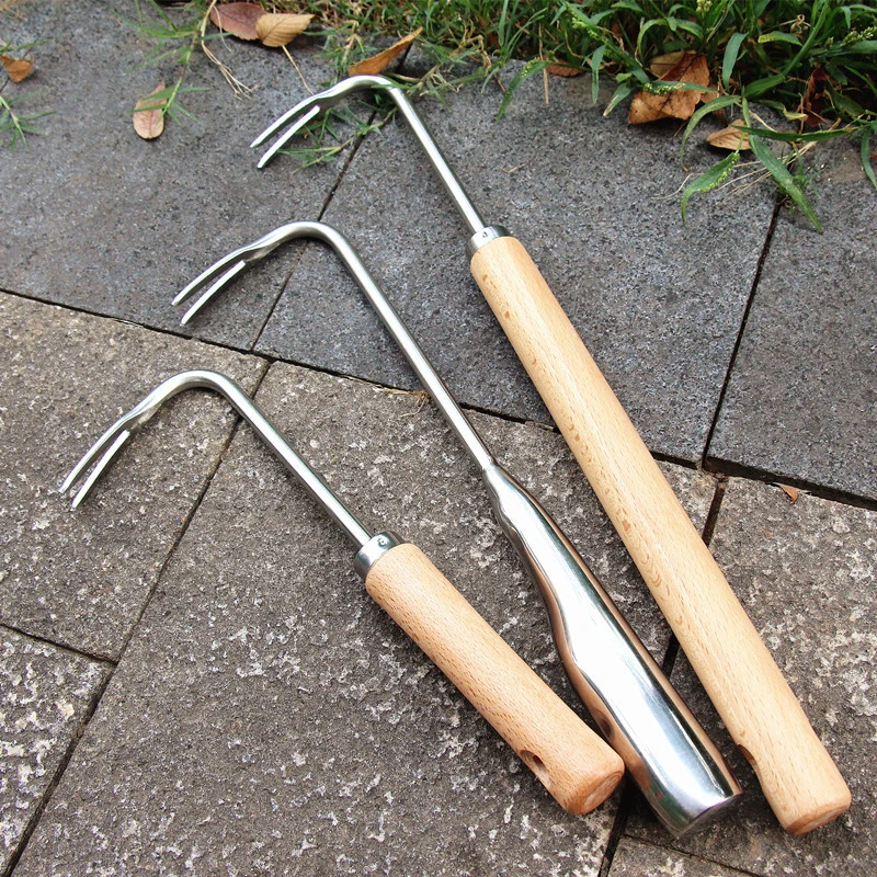 

Garden Long Wood Handle Stainless Steel Garden Weeder Hand Weeding Removal Cutter Puller Tools Multifunction Transplant Weeder
