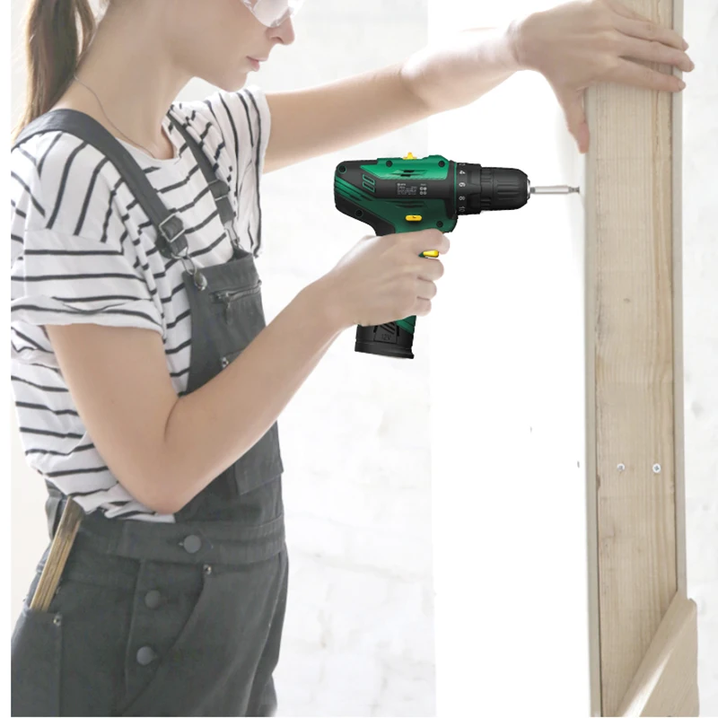

Lithium Cordless Battery Drill Screwdriver Bur Machine Stand Woodwork Battery Drill Perceuses Electric Carpentry Tool HY50ED