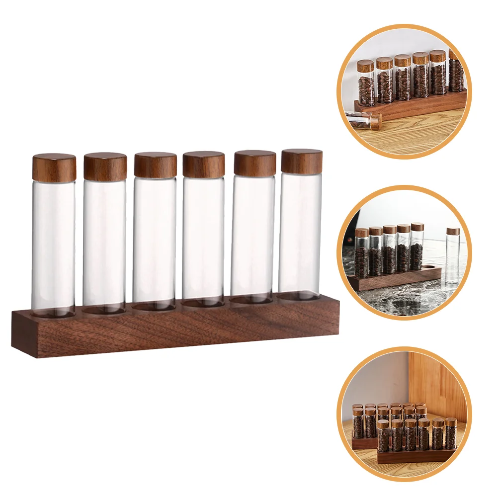 

Glass Storage Tubes Jars Coffee Bean With Stand Sealed Airtight Canisters Display