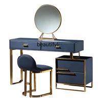 yj dresser dressing table bedroom light luxury solid wood makeup table blue bedside table integrated dressing table with light