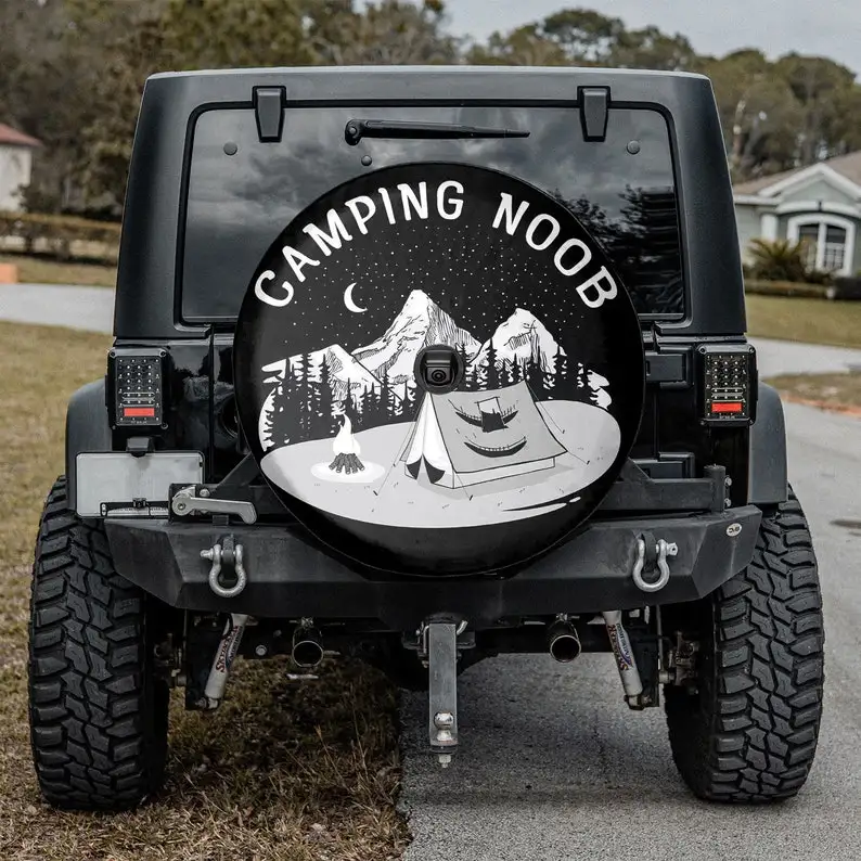 

Camping Noob SUV Tire Cover, Gift For Jeep Lover, Camper Truck, Gift For Father, Personalized Spare Tire Cover,