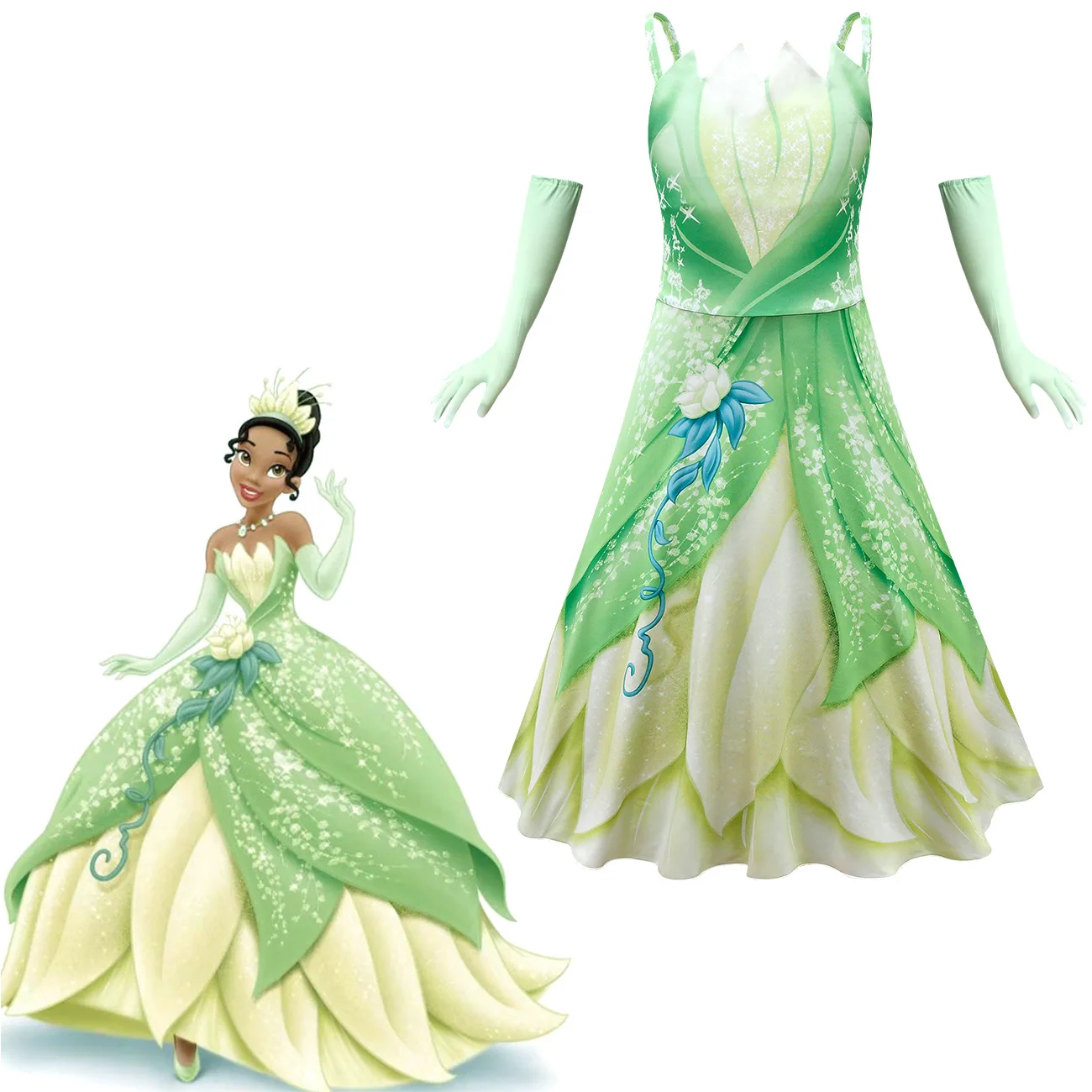 

Disney Tiana Cosplay Costume for Kids Girls Tiana Dress Carnival Tiana Dress Up Dresses Girl Princess Role Playing Dresses