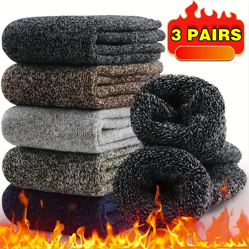Зимние теплые мужские носки из шерсти мериноса, 39-44, 3 пары | AliExpress