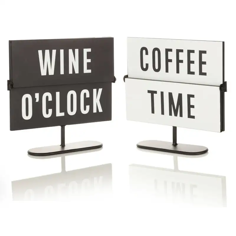 

& White Metal Wine and Coffee Tabletop Flip Sign, 7.9 Placas de autos decorativas Tin signs Chicken decoration Band posters Plea