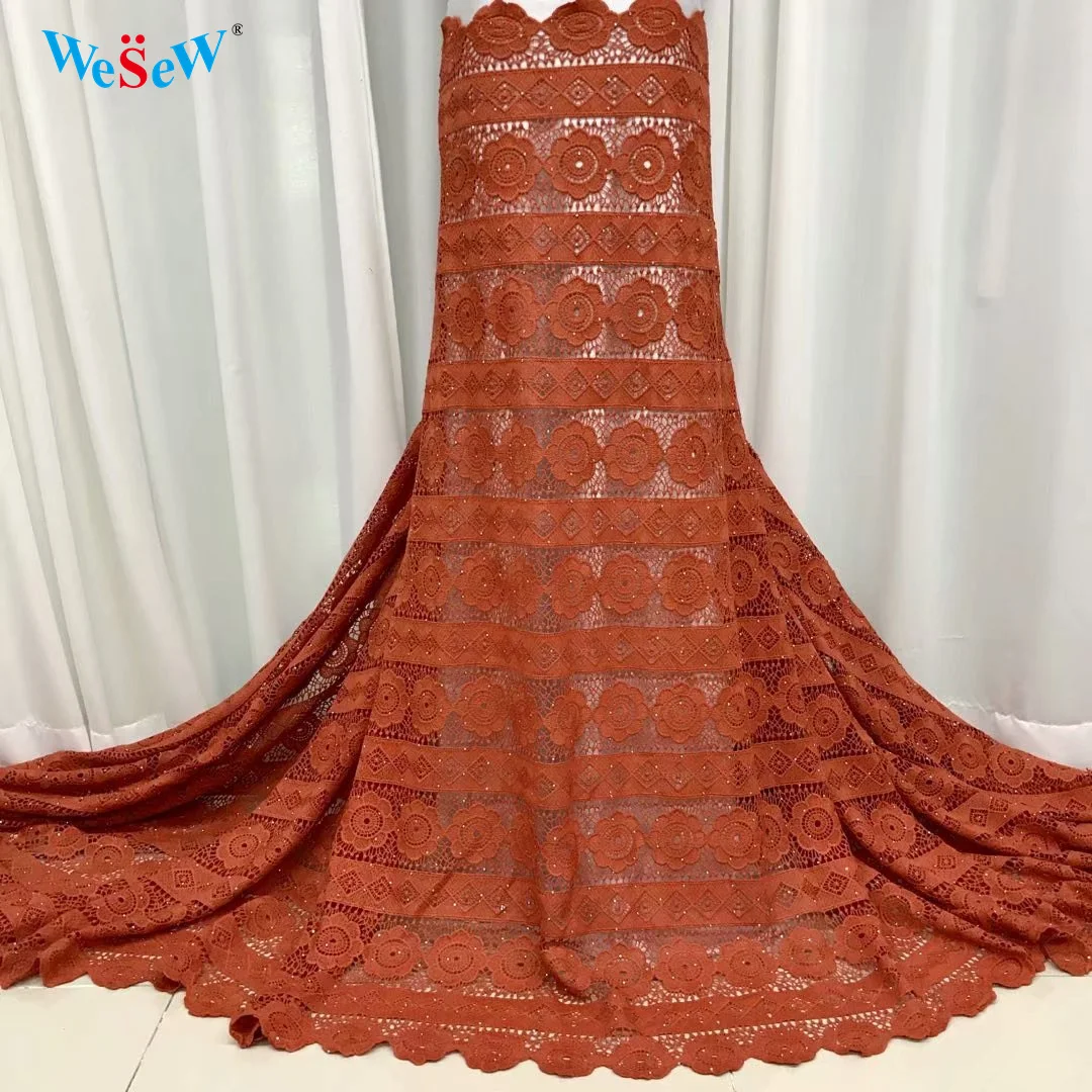 

5 Yard Embroidery White Guipure Lace Fabric for Evening Gown African Wedding Lace Fabric 2022 for DIY Sewing By The Yard BJYG18