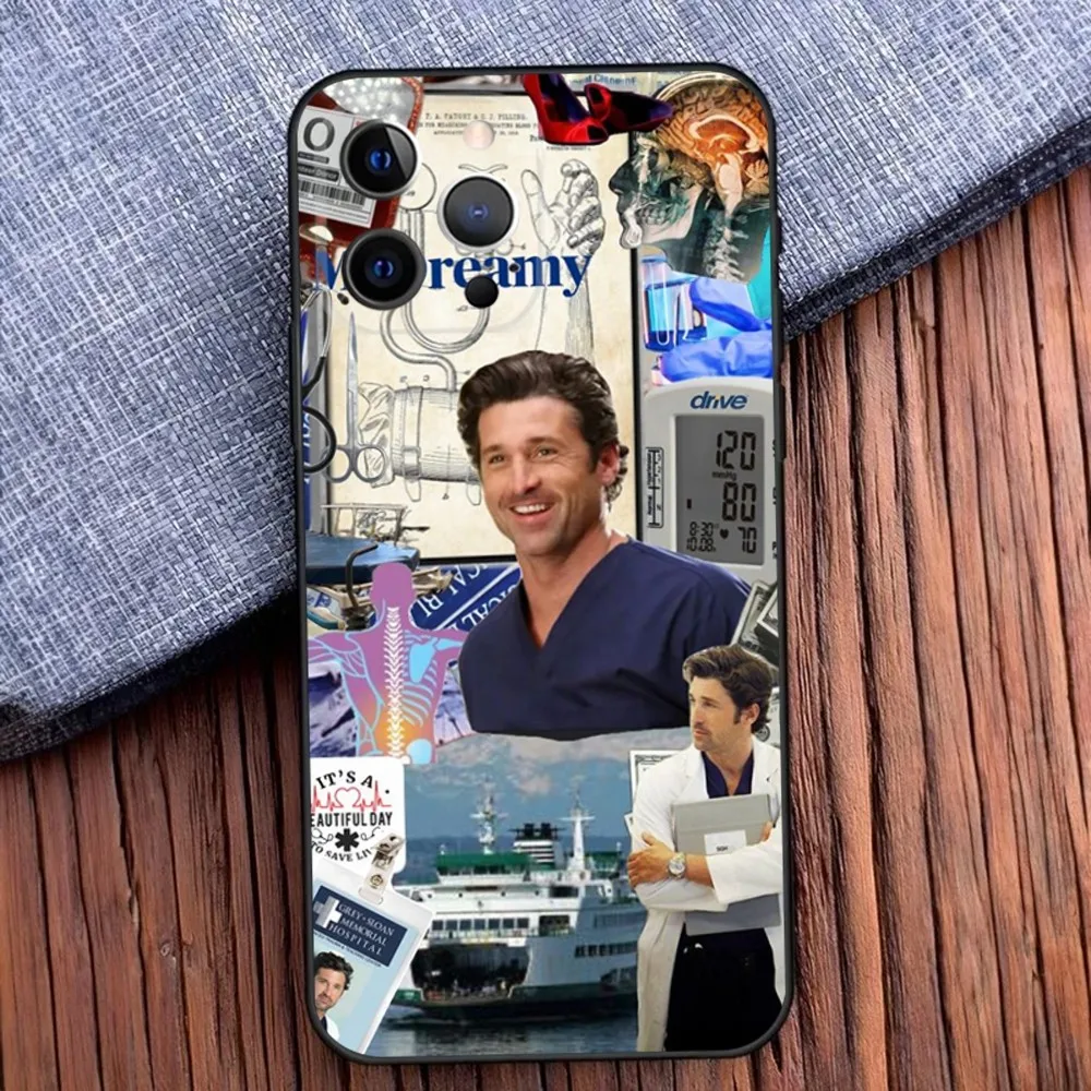 Derek Shepard Grey Anatomy Phone Case For iPhone 16 15 14 13 12 11 Pro X XS Max XR Plus Mini Soft Black Cover