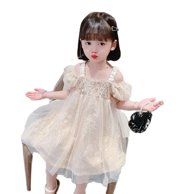 

Sling Princess Dress Girls Summer Dress Dress 2022 New Children's Princess Dress Sequin Dress Skirt Baby Western Skirt Korean