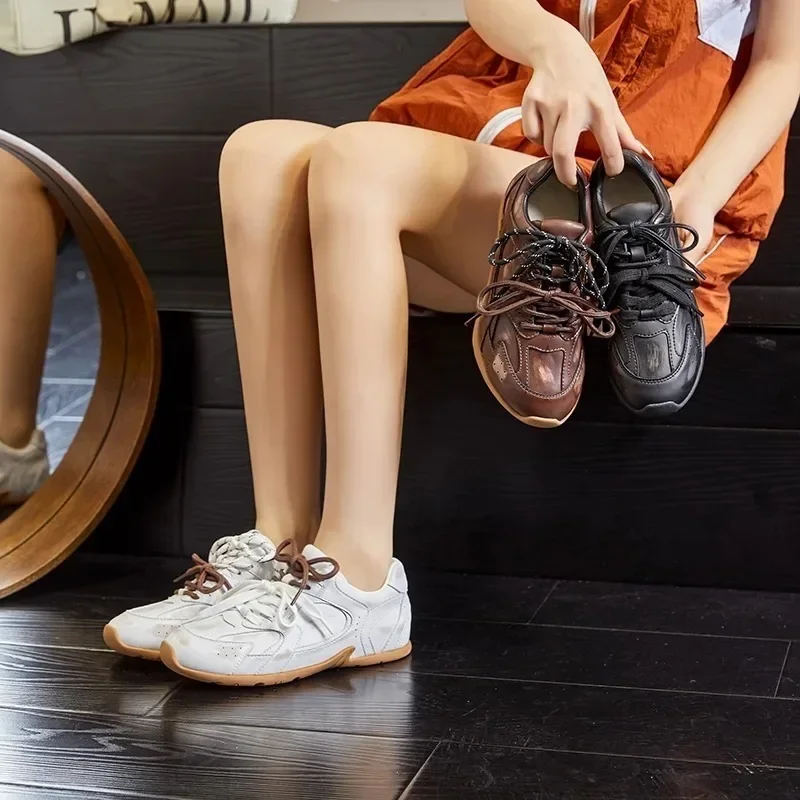 Женские немецкие тренировочные туфли из натуральной кожи новинка 2024 ретро