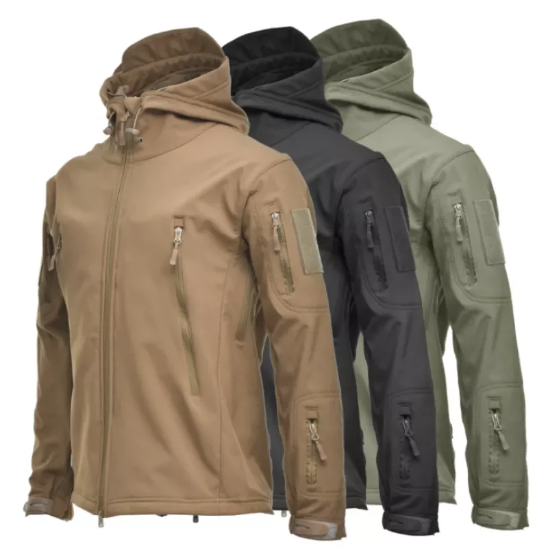 

NEW 2023 Men Camouflage Jacket Shark Soft Shell Military Tactical Jacket Men Waterproof Warm Windbreaker US Clothing
