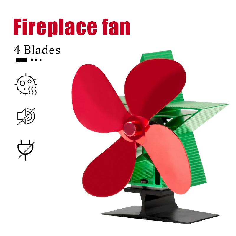 

4 Blade Stove Fan Heat Powered MIni Fireplace Fan For Wood Log Burner Fireplace Slient Eco-Frienly Fann Christmas Decorations