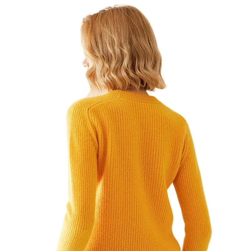 Плотный пуловер в рубчик для рыбаков из 100%-ной шерсти с круглым вырезом свитер