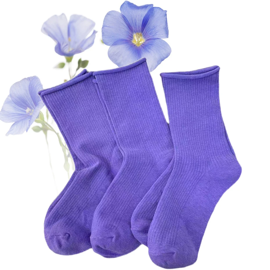 Женские волнистые носки-трубы Periwinkle из чистого хлопка тонкие однотонные носки с