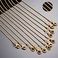 wholesale 12pcslot 1 2mm gold diy snake chain charms link necklace with lobster clasps for jewelry making length 40455060cm