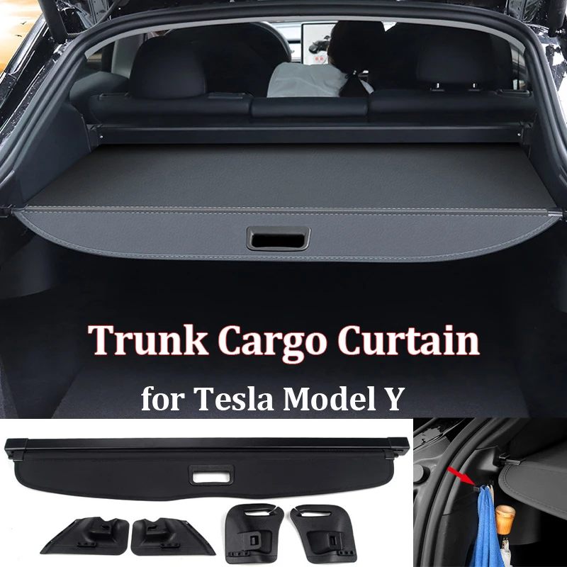 Trunk Cargo Cover For Tesla Model Y 2022 Security Shield Rear Luggage Carrier Curtain Retractable Partition Privacy Accessories