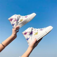 womens shoes spring zapatillas mujer 2021 uv color changing canvas shoes women paper crane flat shoes high top tenis feminino