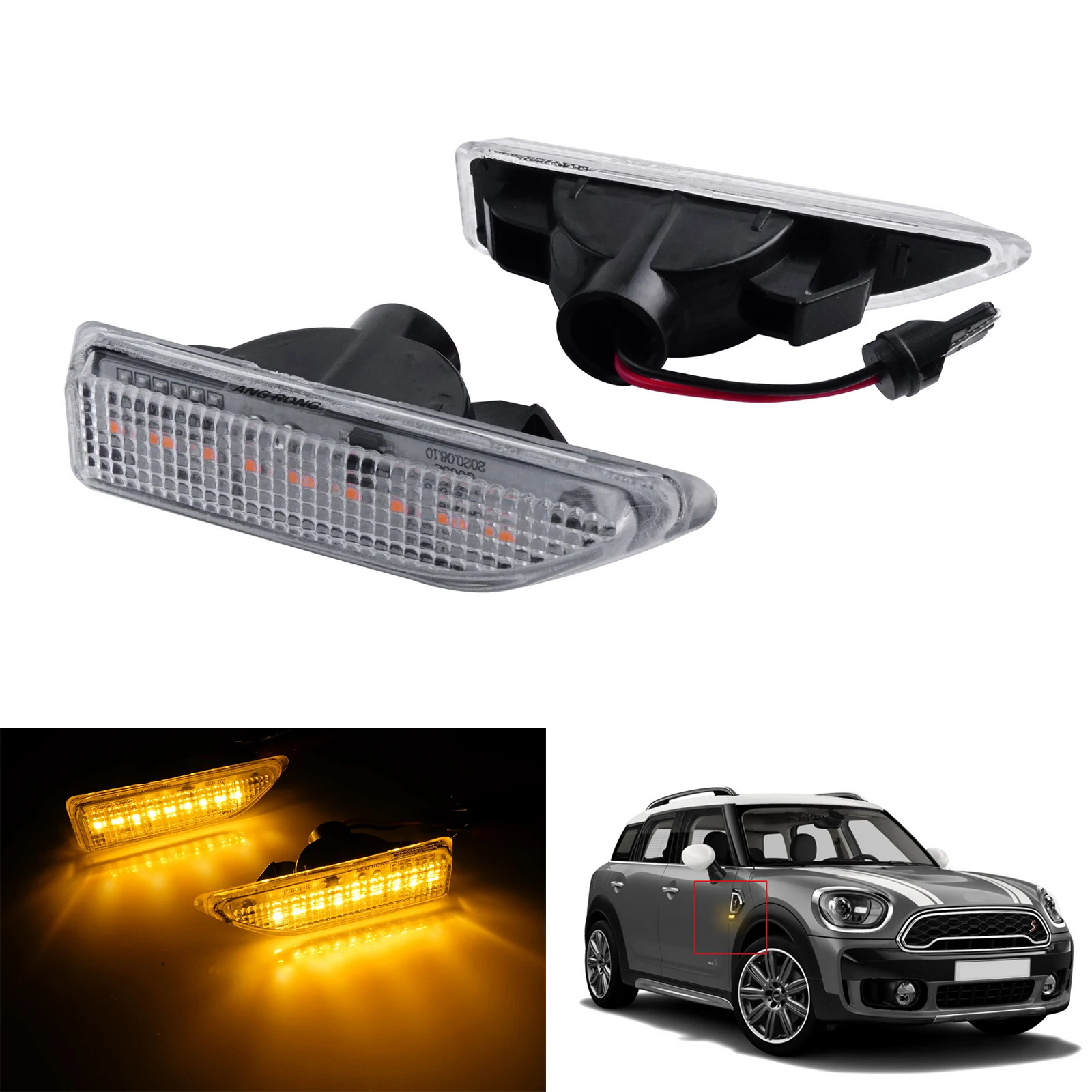 

Для 2016 + Mini Countryman F60 MK II светодиодный индикатор, боковой ретранслятор, левый + правый светильник