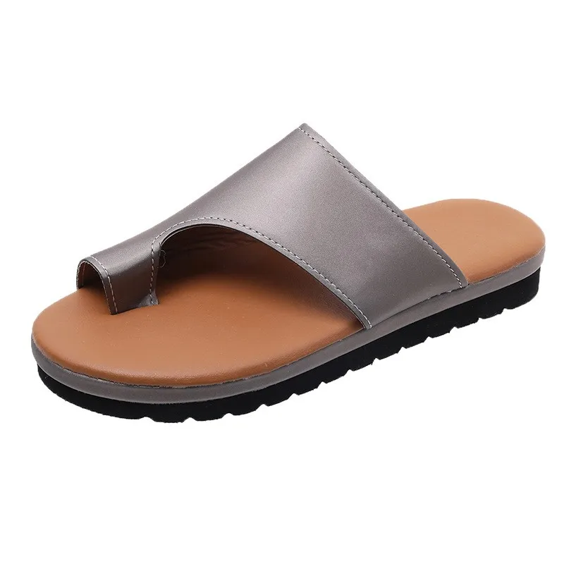 

Women Pu Leather Sandals Sole Orthopedic Bunion Corrector Comfy Platform Flat Plus Size 35-43 Sandalias Plataforma Mujer