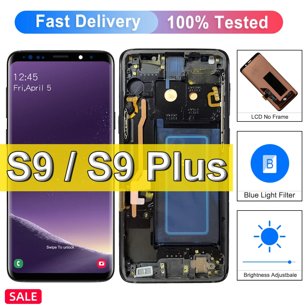 

Новинка 100%, оригинальный ЖК-дисплей для Samsung Galaxy S9, G960, G960F, сенсорный экран для Galaxy S9Plus, S9 +, G965F, G965U, сменный ЖК-дисплей