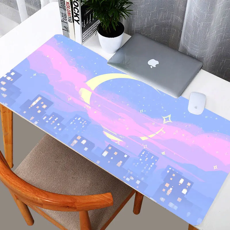 Розовый Силиконовый коврик с Сейлор Мун пейзаж для мыши игровой XL большая