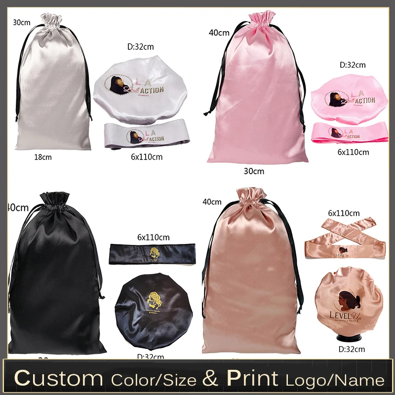 HDEBAG Пользовательский логотип шелковая атласная Регулируемая головная повязка