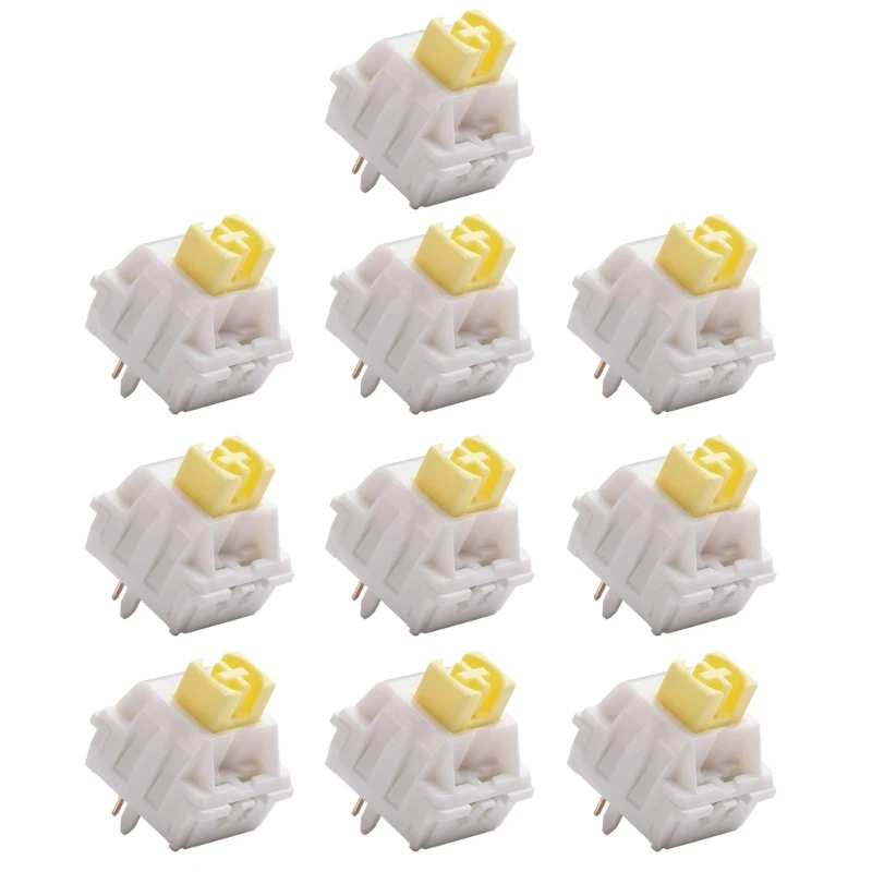 

Имбирный молочно-желтый переключатель 5-контактный линейный переключатель с гладким дном 63,5 г Золотая пружина для механической клавиатуры ...